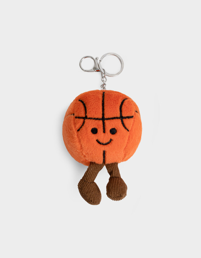 Llavero Peluche Llavero Y Charm De Pelota De Basket - Blanco Hueso