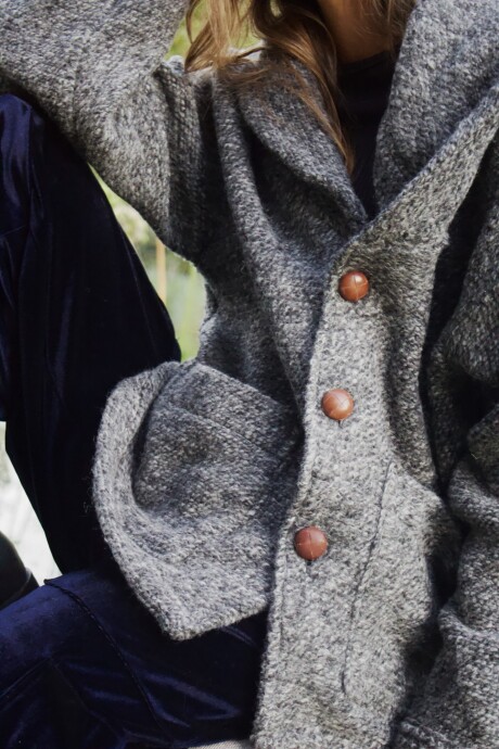 Grandpa Cardigan Gris Jaspeado