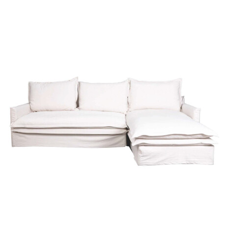 SOFA C/CHAISE 4 CUERPOS TELA BLANCO ALASKA