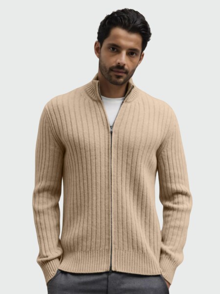 Herno - Cardigan de lana acanalada con cuello alto 0