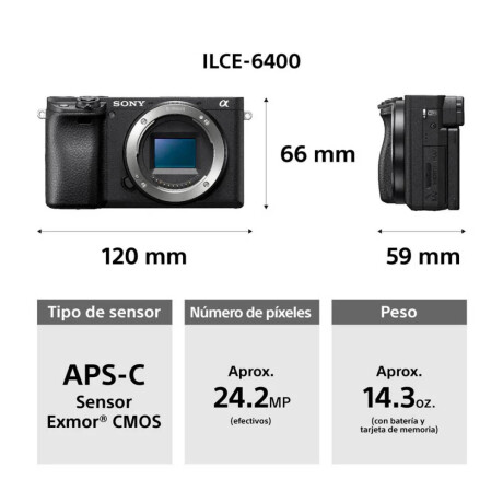 Cámara de Fotos Sony Mirrorless APSC ILCE-6400K Negro