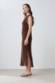 Vestido calado con flecos chocolate
