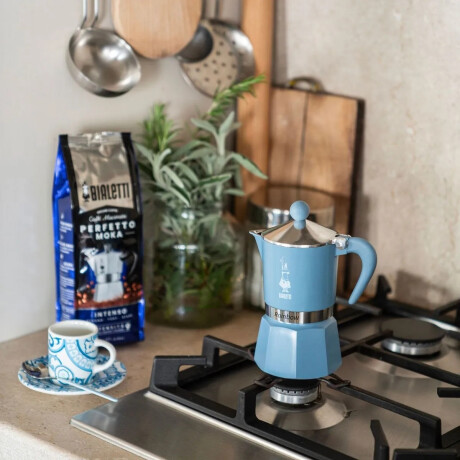 Cafetera Moka Rainbow Celeste 270ml 6 Tazas Bialetti Cafetera Moka Rainbow Celeste 270ml 6 Tazas Bialetti