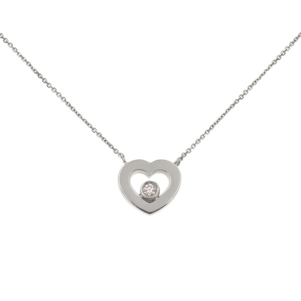 Colgante y cadena Sabrina corazón de oro blanco 18k. con brillante Colgante y cadena Sabrina corazón de oro blanco 18k. con brillante
