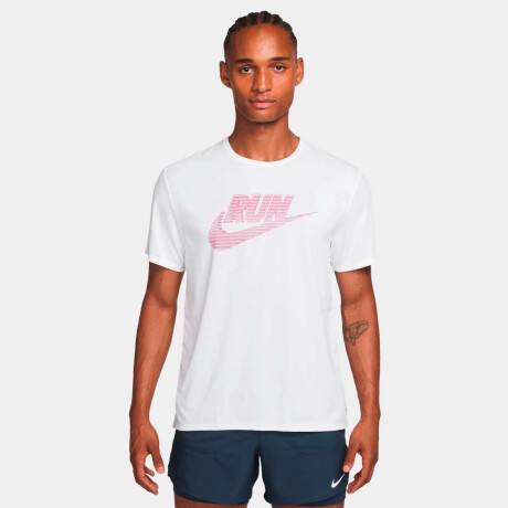 Remera Nike Dri-Fit Uv Miler Run Energy Manga Corta de Hombre Blanco
