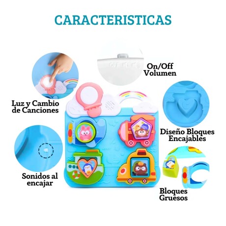 Tablero Actividades Encastrable c/ Música y Luz Bebé Huanger Celeste