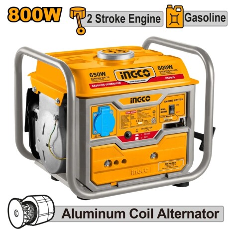 GENERADOR A GASOLINA 800W INGCO GE8005 AMARILLO-NEGRO
