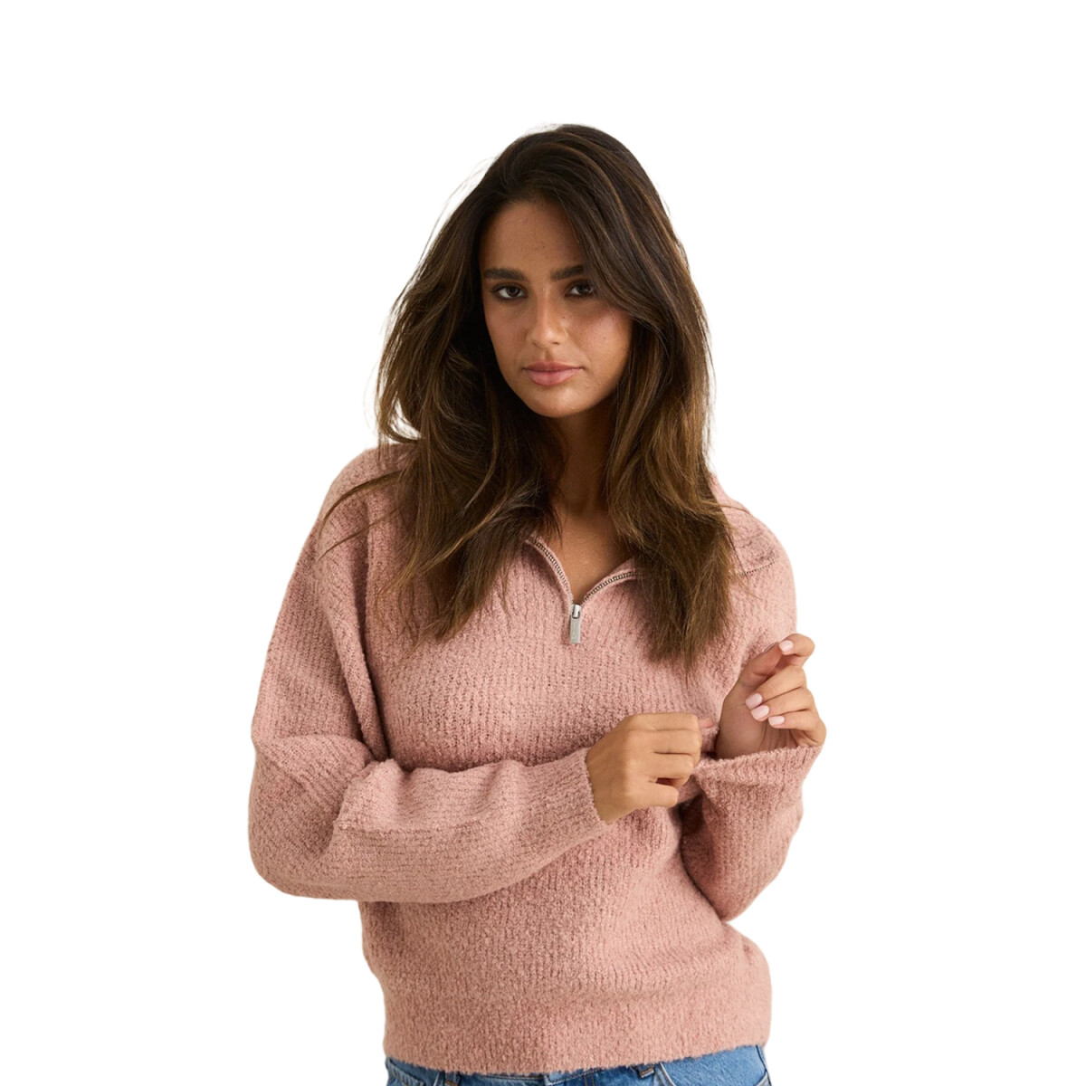 Buzo Rhythm Quinn Zip Knit - Rosa 