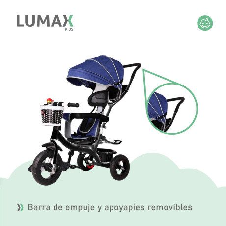 Coche Triciclo a Pedal C/Guía y Capota giratorio 360 Azul