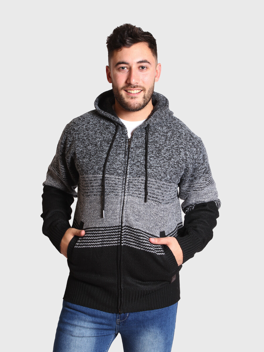 Campera de Punto con Capucha - Gris Claro 