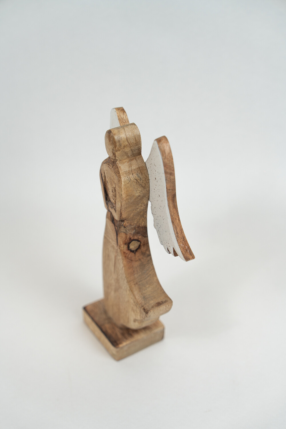 Deco Navidad ángel De Madera Con Base Color Unico