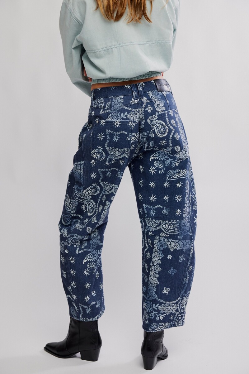 JEAN BARREL GOOD LUCK ESTAMPAD Azul
