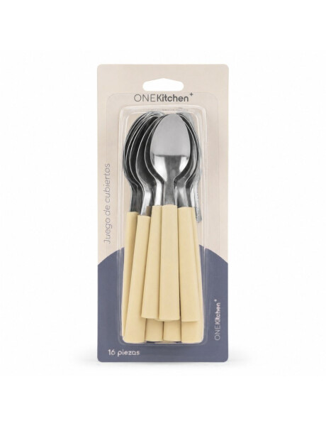 JUEGO DE CUBIERTOS 16PZAS MANGO PLASTICO CREMA JUEGO DE CUBIERTOS 16PZAS MANGO PLASTICO CREMA