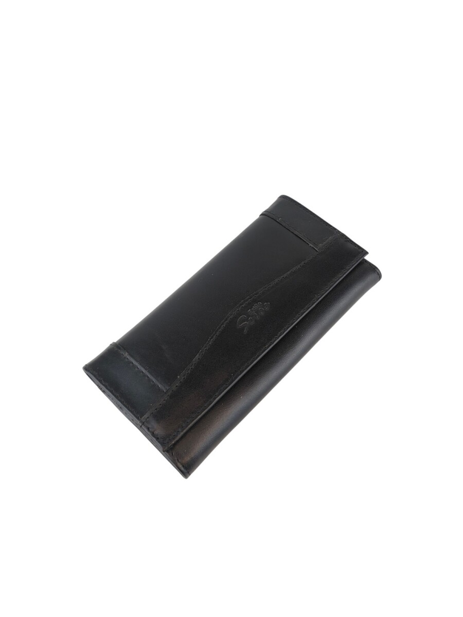 Elegante Billetera de Dama Trifold | Cuero Auténtico y Máxima Capacidad de Organización - Negro 