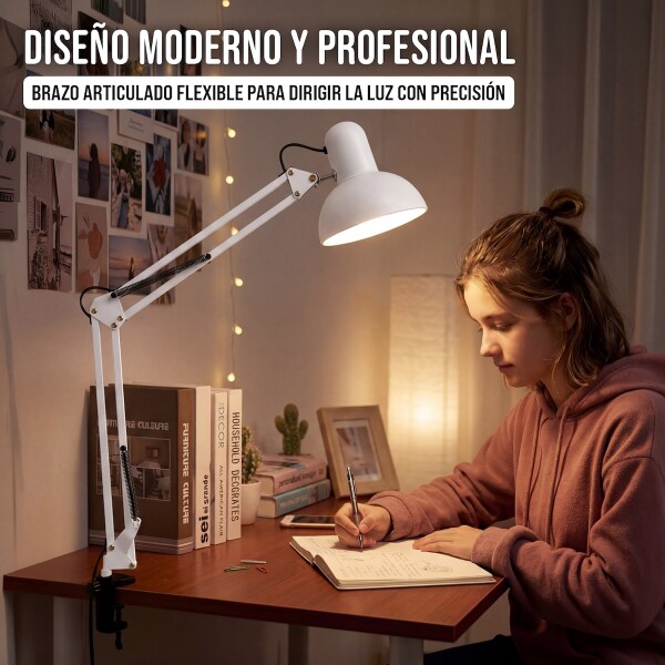 Lampara de escritorio mesa velador articulada arquitecto con morsa pinza IMBACK Color Blanco Lampara de escritorio mesa velador articulada arquitecto con morsa pinza IMBACK Color Blanco