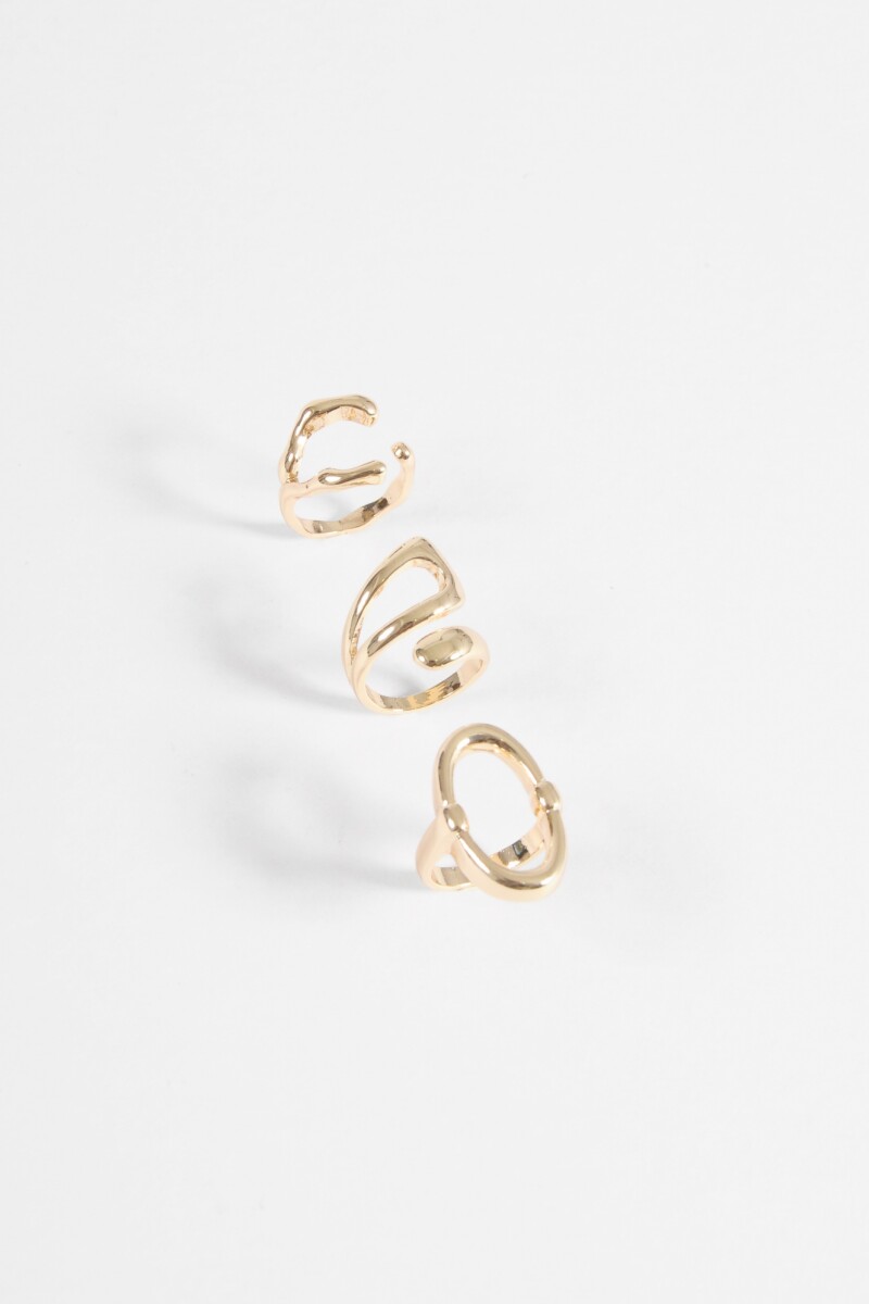 Set de 3 anillos bold dorado