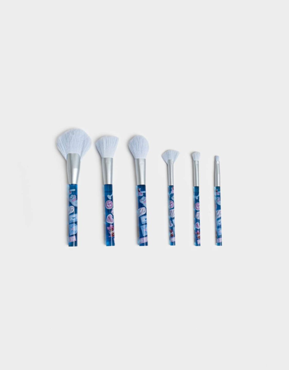 Set De 6 Brochas De Maquillaje Feeling Jeanious Translúcidas Con Acabado Glossy - Azul Celeste 