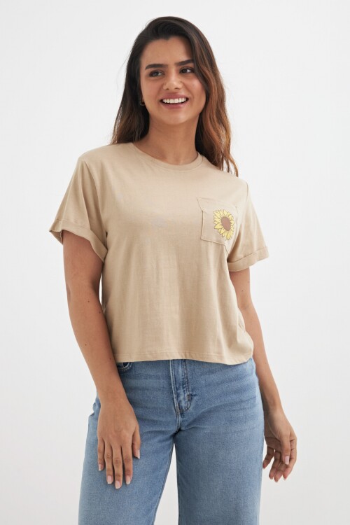 Remera girasoles BEIGE