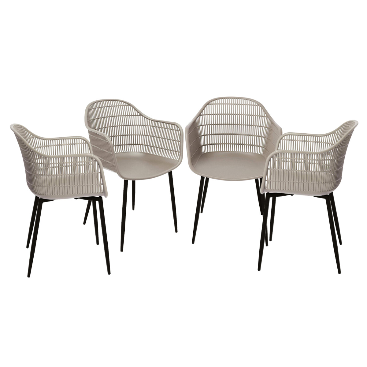 Kit x4 Silla Sydney - Beige Patas de Metal 