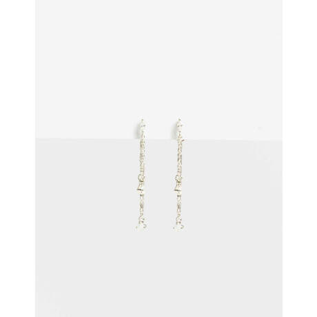 Aros Largos Con Cubic Zirconia Plateado