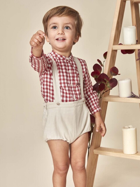 Camisa Mao Cuadros Lino Gris