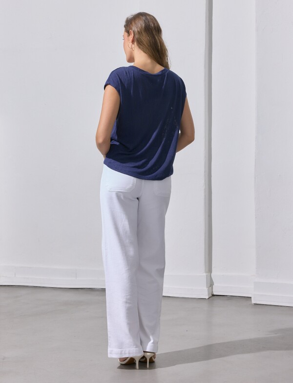 Blusa Botones Nudo AZUL