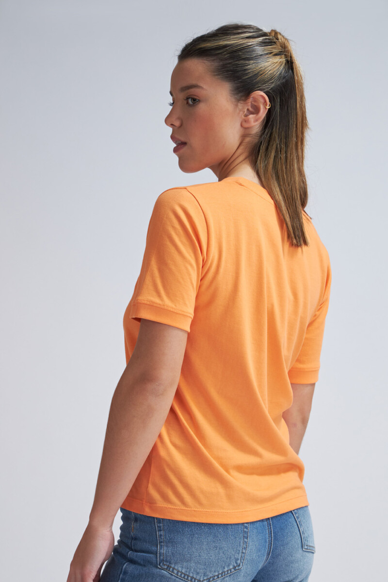 Camiseta manga corta de rib con puño Naranja