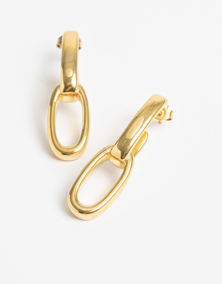 Aros Colgantes Cortos Metal Aros Cortos De Acero - Dorado