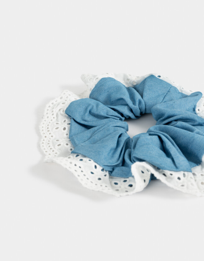 Skunzies De denim Maxi Scrunchie Broderie - Combinacion Bicolor