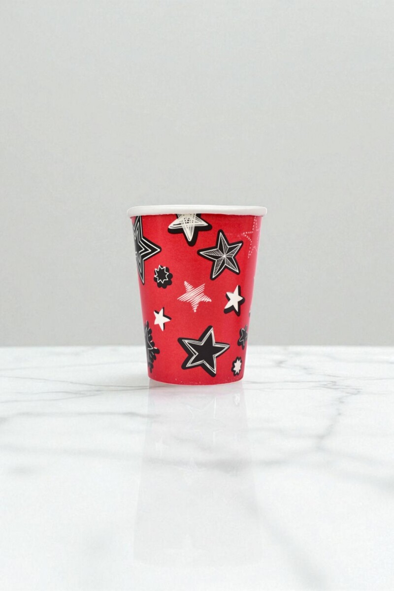Vaso polipapel 8 oz - ROJO STARS 