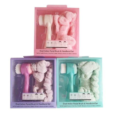 Kit limpieza facial 2pzs Vincha para Pelo y Cepillo Facial Celeste