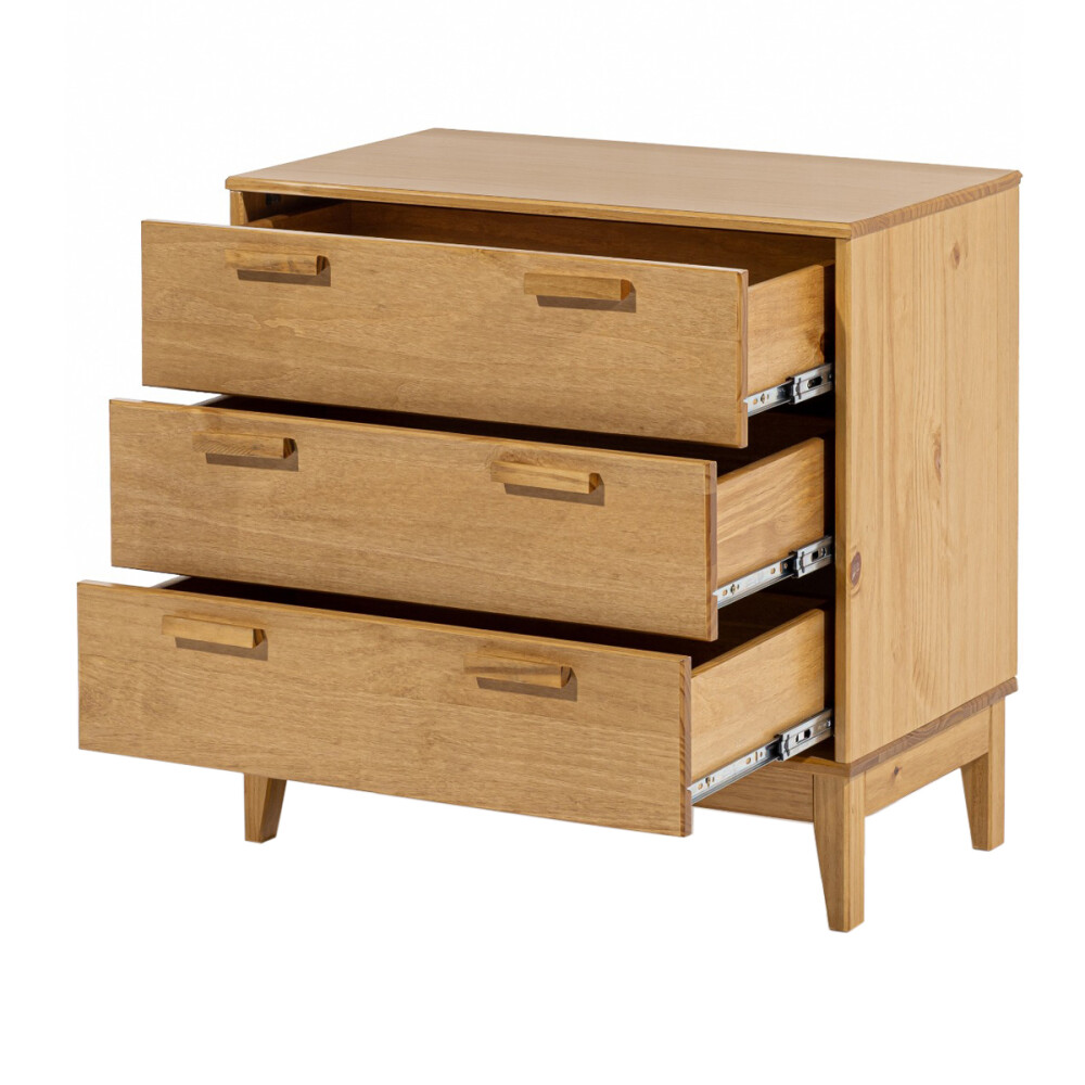 MESA DE LUZ O NOCHE 3 CAJONES DE GRAN TAMAÑO MINI CÓMODA CAJONERA EN MADERA MACIZA MARRÓN