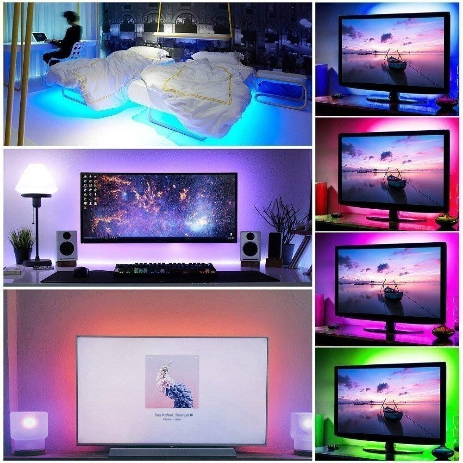 Cinta Rgb Tira Led Usb 5050 Colores 2 Metros C/ Control Tv — Atrix