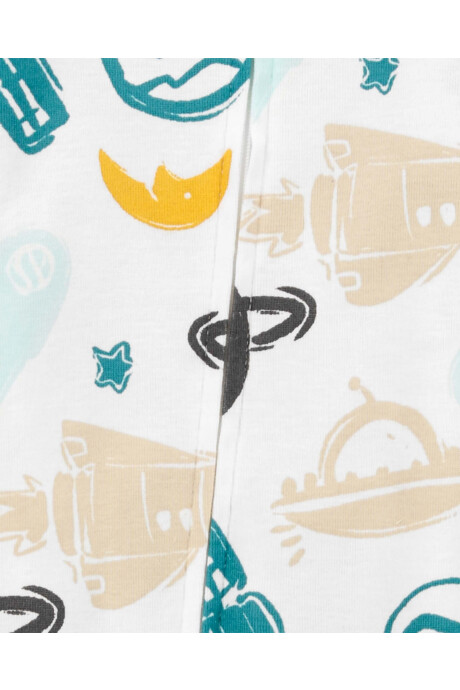 Pijama una pieza de algodón, con pie, diseño espacial Sin color