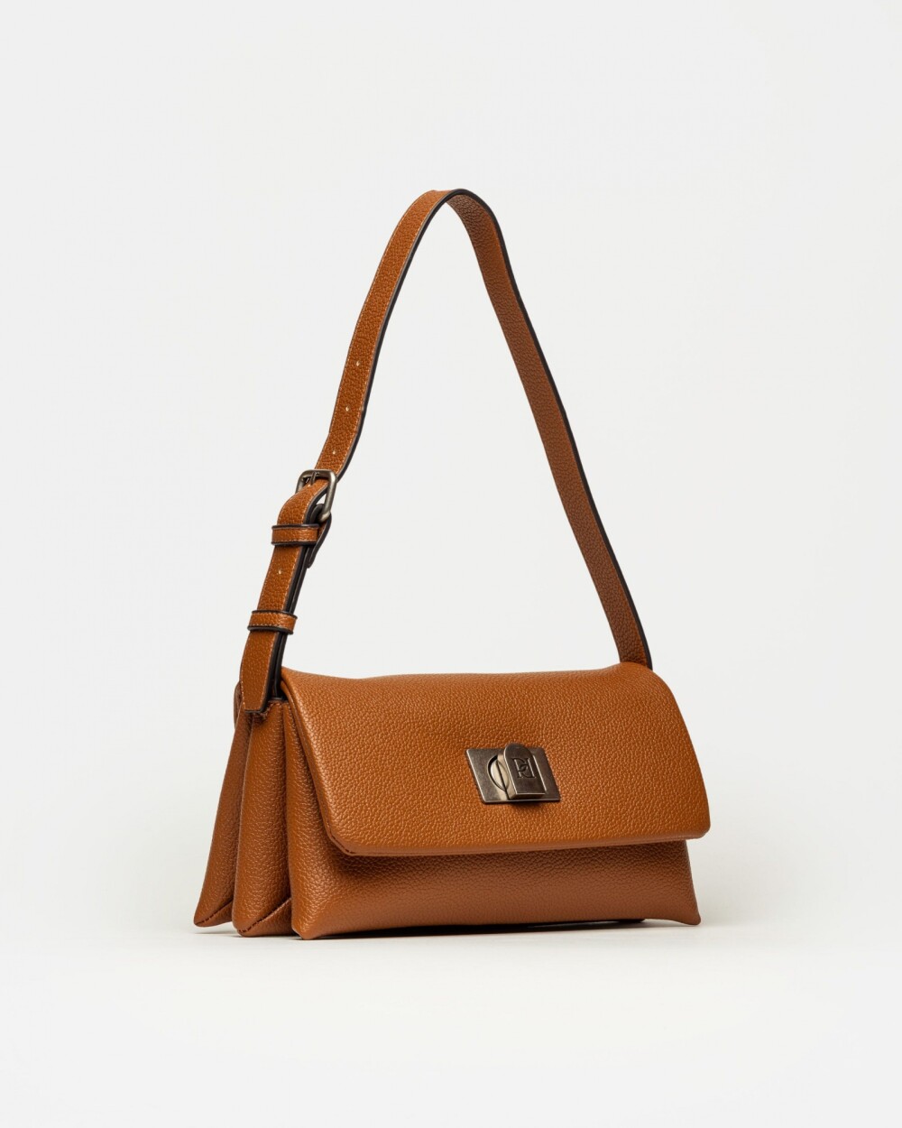 Cartera al hombro Leisure en efecto cuero graneado Cuoio