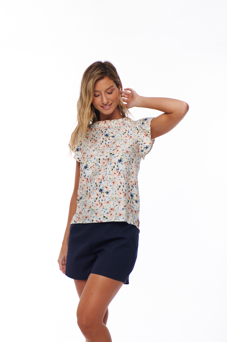 BLUSA MARIA - ESTAMPADO CELESTE Y CORAL 