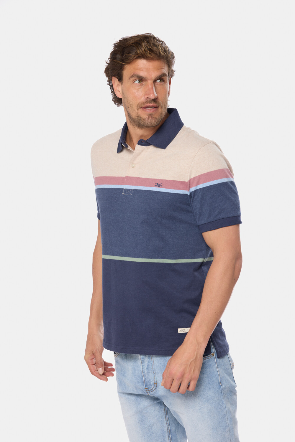 REMERA POLO RAYADA Beige