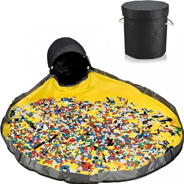 Canasto Alfombra Organizador Juguetes Plegable C/ Asa 150 cm Color Negro