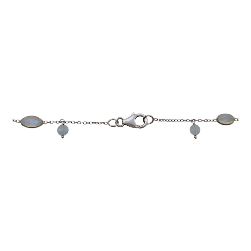 Conjunto Krishna-Plata rodinada-Piedra luna y Aguamarina-CJ2023 conpiedra
