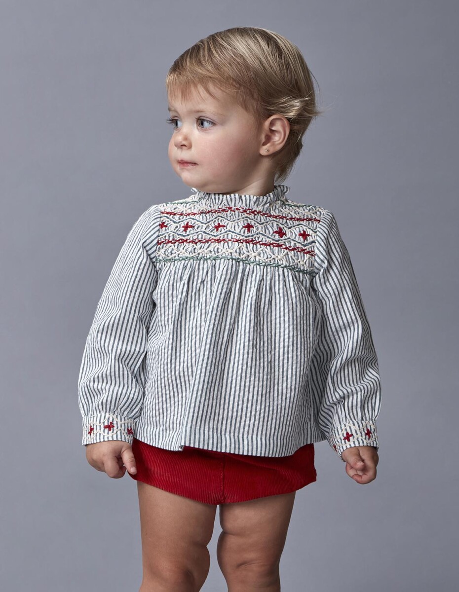 Blusa Con Nido De Abeja - Turquesa Oscuro 