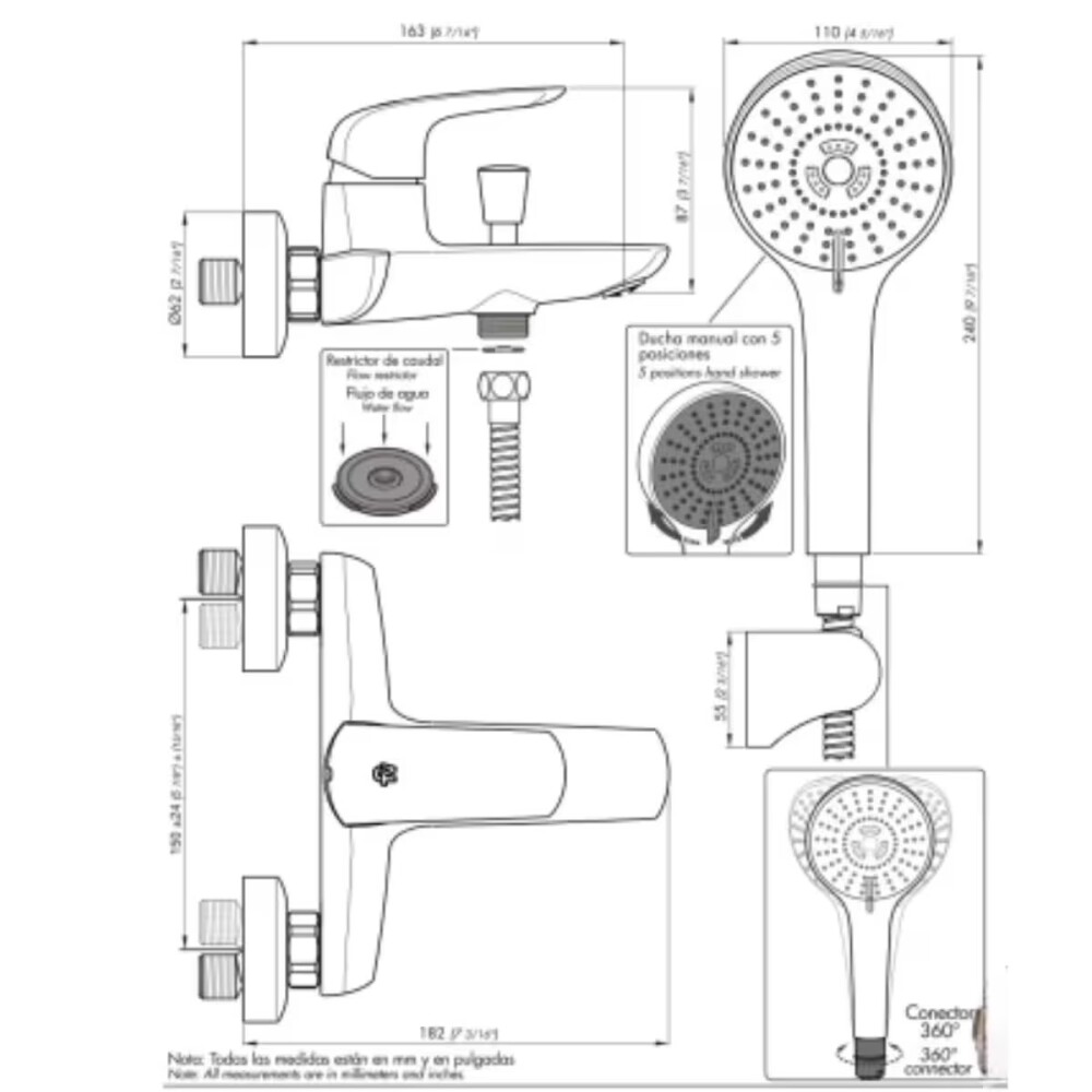Grifería de ducha Monocomando exterior con transferencia Epuyen cromado Grifería De Ducha Monocomando Exterior Con Transferencia Epuyen Cromado