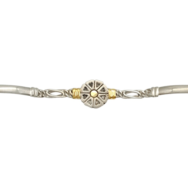 Pulsera Flor-Plata y Oro-Sin Piedra-PU5010 sinpiedra