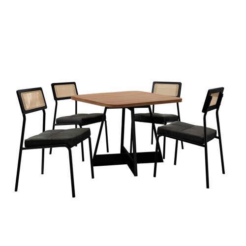 Juego de comedor - Lux Atria Cuadrada Negro