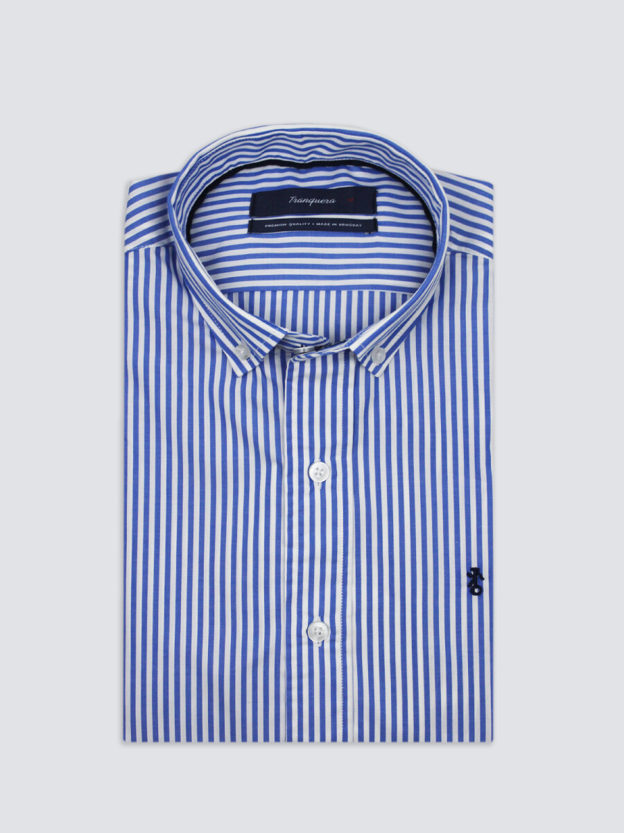Camisa de Hombre Premium Rayada - Raya Celeste Oscuro 