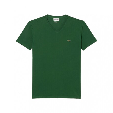 REMERA LACOSTE PIMA CON CUELLO VERDE