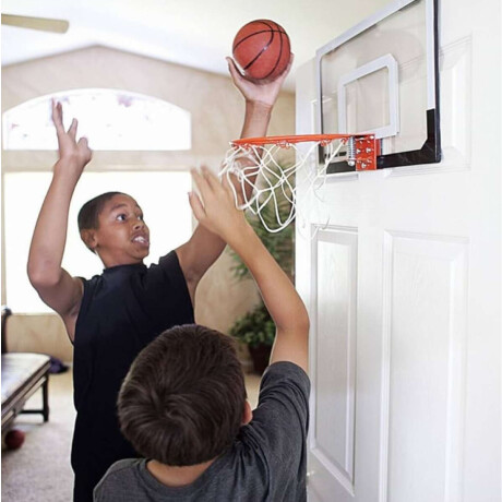Aro de basquetbol con pelota e inflador para puerta Negro