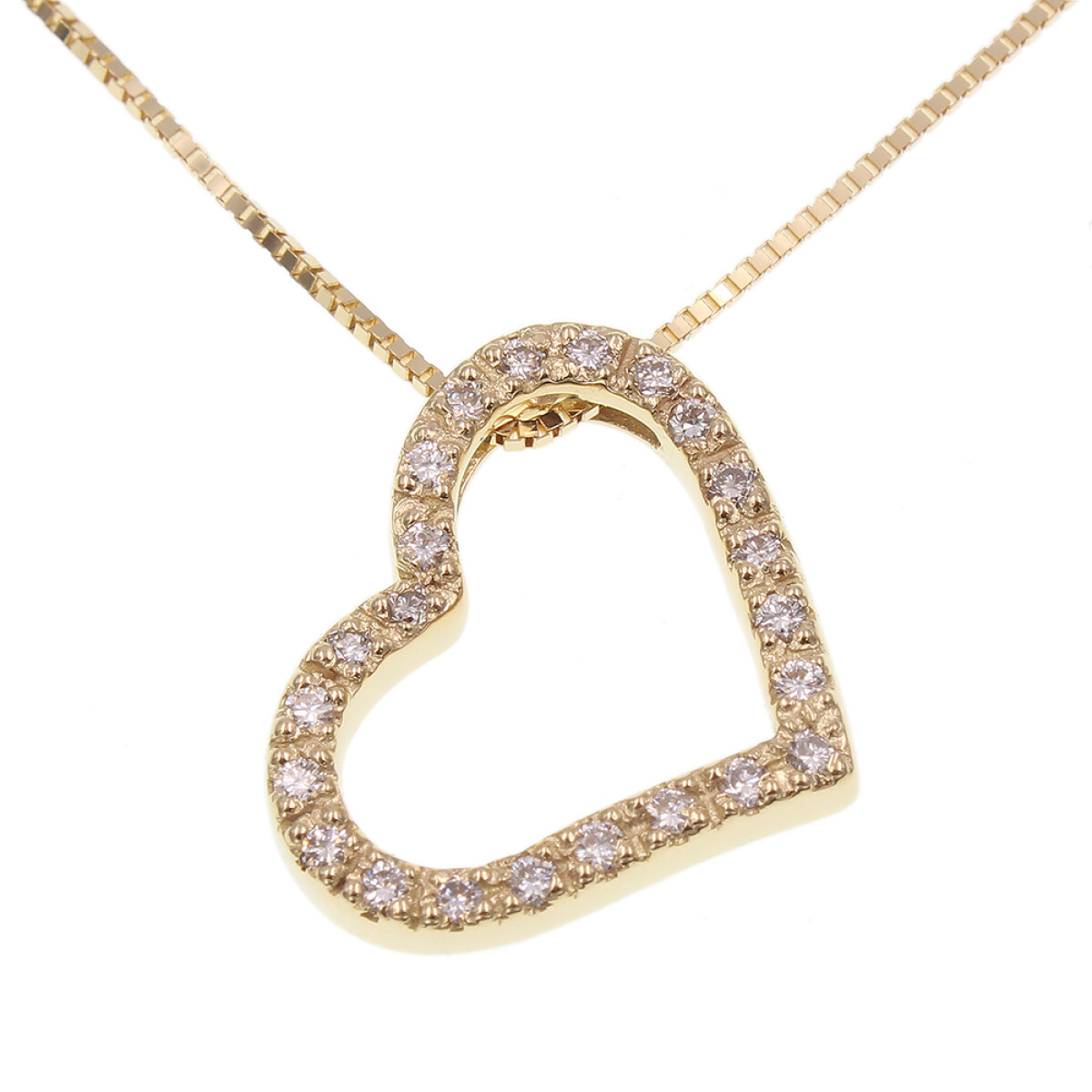 Colgante con cadena Heart en oro amarillo 18k y brillantes 
