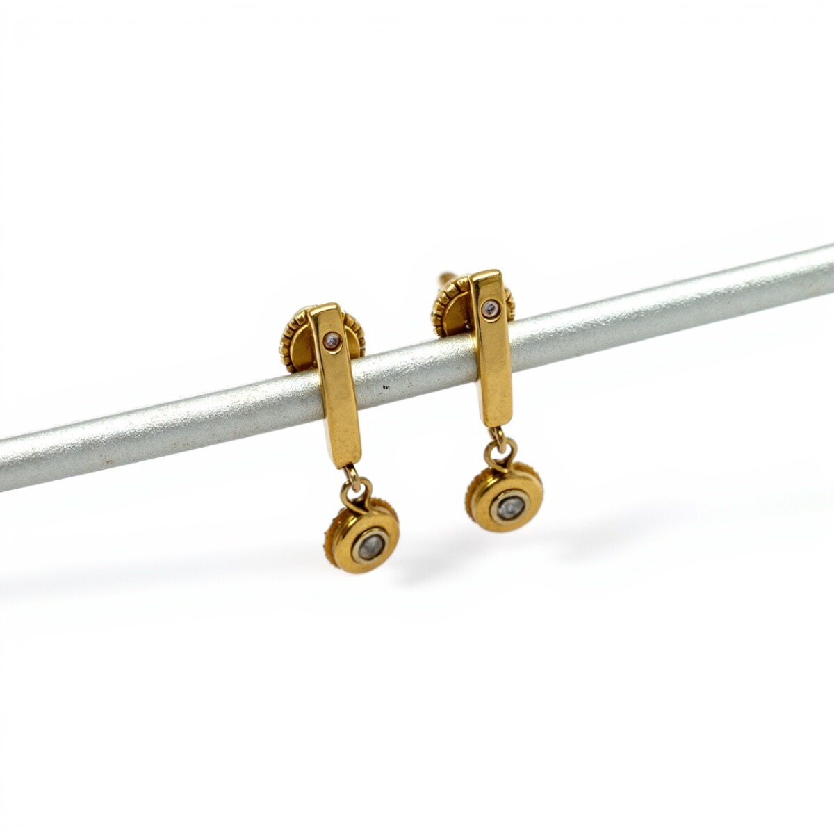 Caravanas Solitario colgante oro - Oro bajo - Zirconia- CA8166 - sinpiedra 