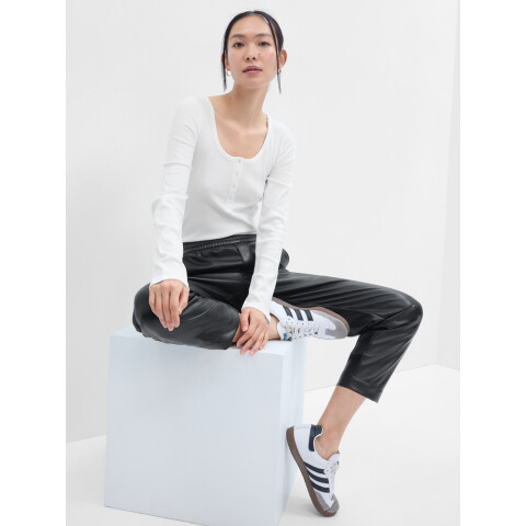 V-LS RIB HEN LEY NEW OFF WHITE