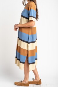 Vestido Tejido A Rayas Ceruleo